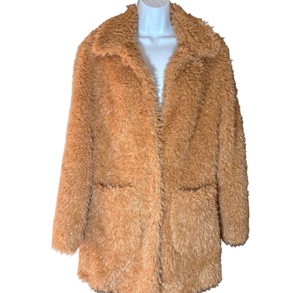 Long Soft Furry Light Brown or Tan Coat, Warm!, Sugar Poison, Pockets, L, Nwt